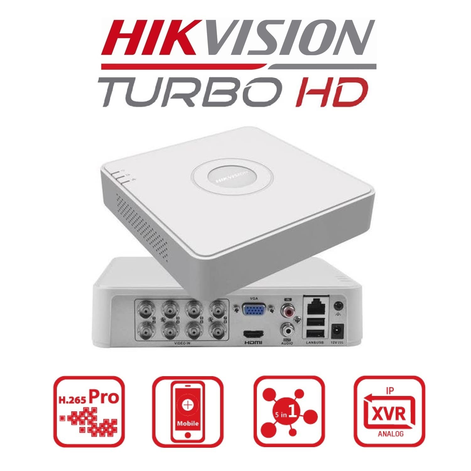 HIKVISION 8 Channel DVR 1080P Lite H.265Pro+ 2MP DVR  (Without Hard Drive), White
