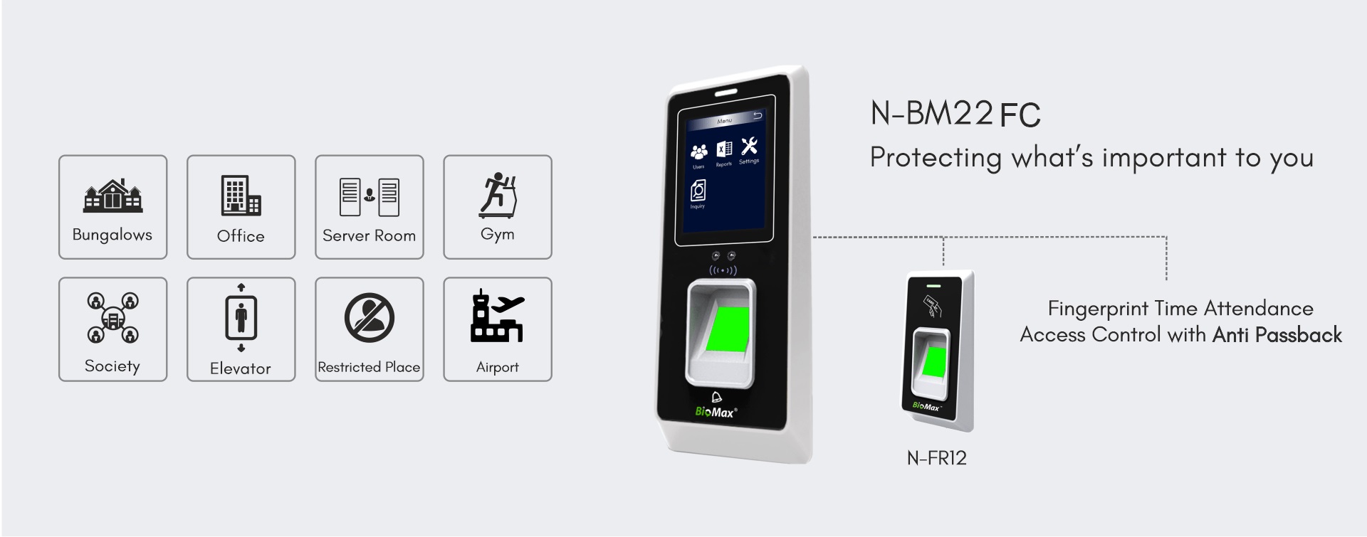 Biomax Multi-Bio Time Attendance and Access Control System N-BM22+FC